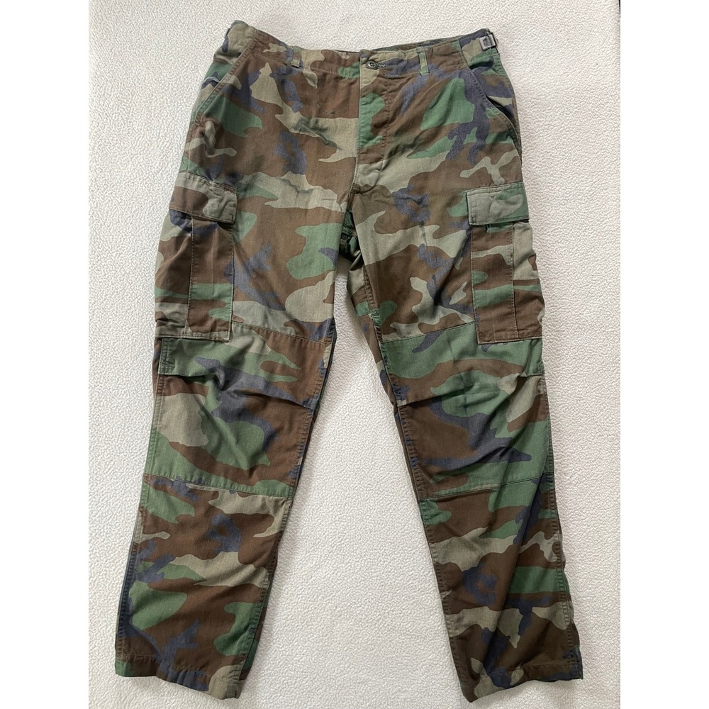 Military Mens 34x30 Cargo Pants Camo Woodland Vintage Tactical Trousers - Stains